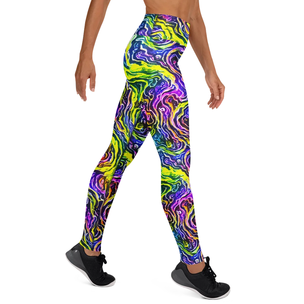 Cosmic Lava Lace on Yoga Leggings — Right