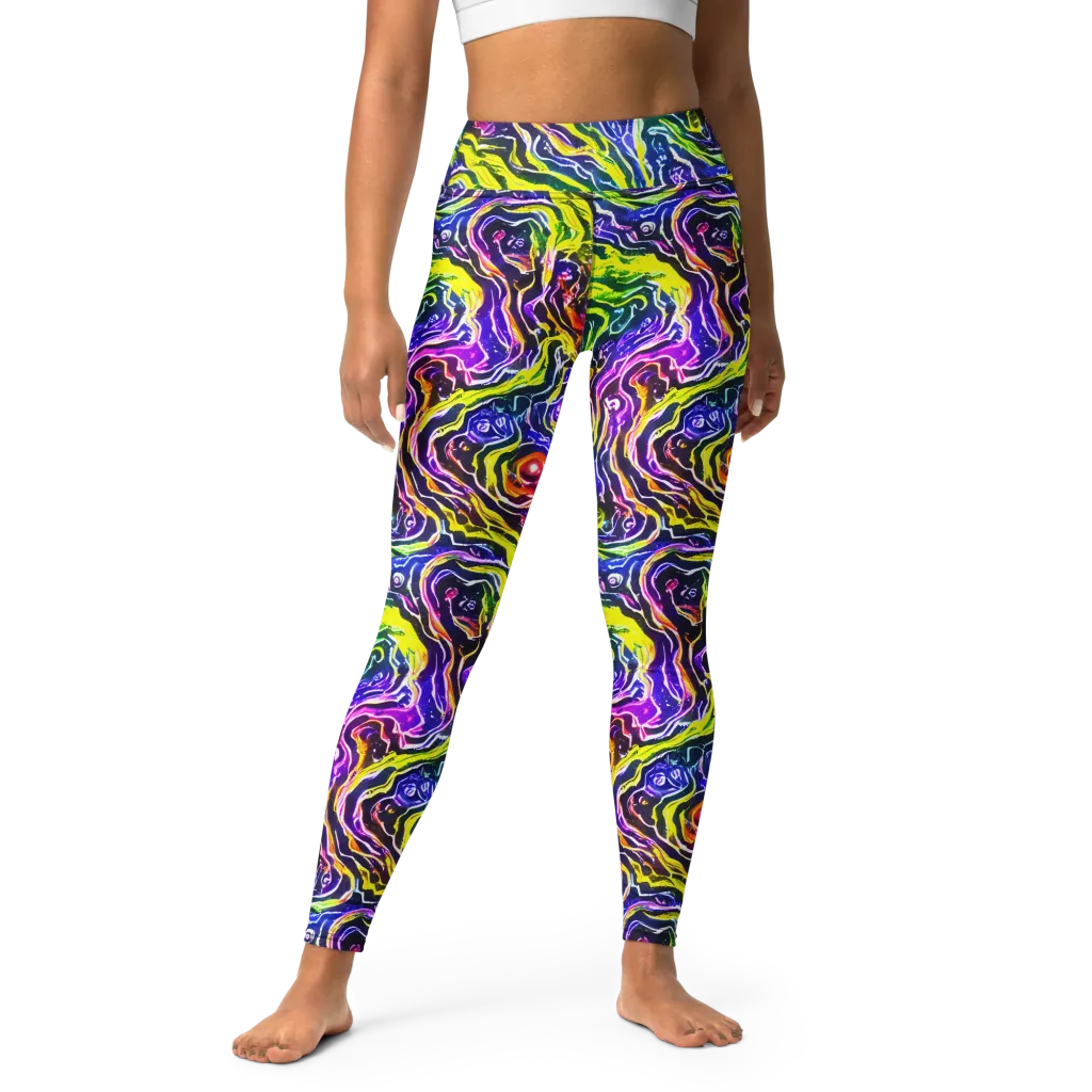 Cosmic Lava Lace on Yoga Leggings — Front