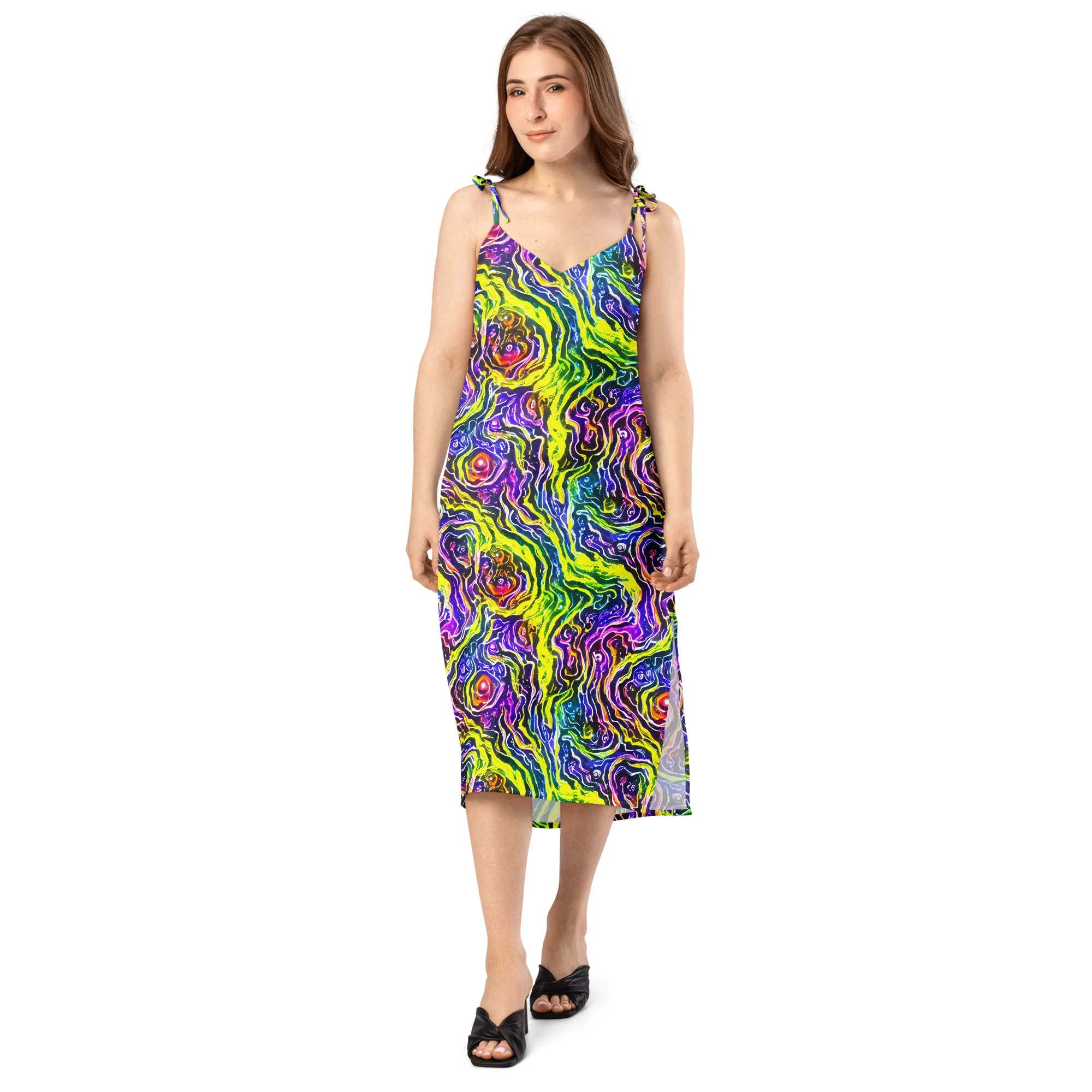 Cosmic Lava Lace on Slip Dress — Front