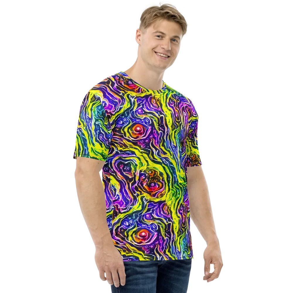Cosmic Lava Lace on Men's Crew Neck T-Shirt — Right
