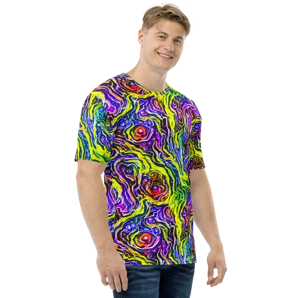 Cosmic Lava Lace on Men's Crew Neck T-Shirt — Right