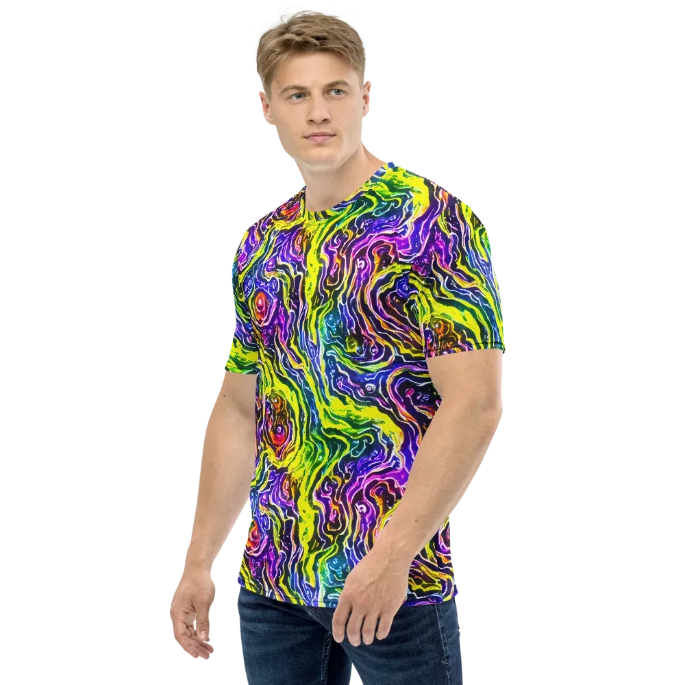 Cosmic Lava Lace on Men's Crew Neck T-Shirt — Left