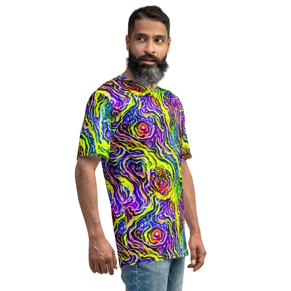 Cosmic Lava Lace on Men's Crew Neck T-Shirt — Right