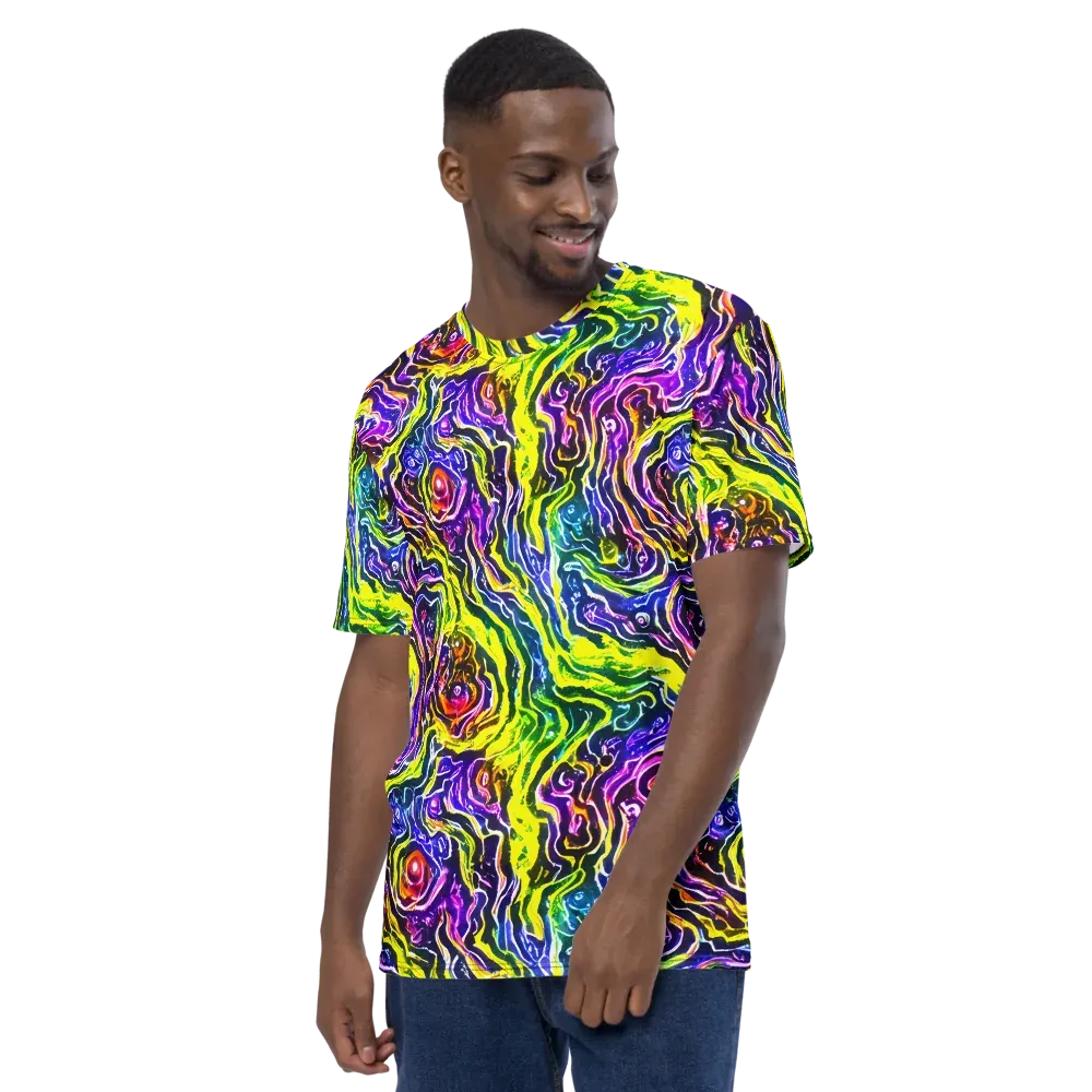 Cosmic Lava Lace on Men's Crew Neck T-Shirt — Left