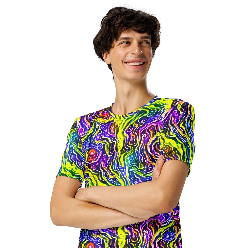 Cosmic Lava Lace on Men's Crew Neck T-Shirt — Left Front