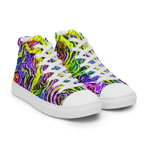 Cosmic Lava Lace on a Men's High Top Canvas Shoes