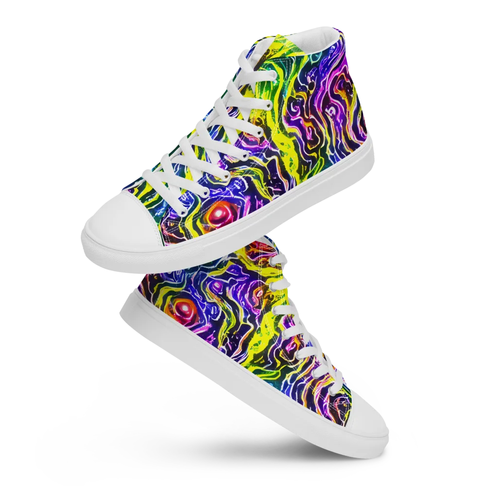 Cosmic Lava Lace on Men's High Top Canvas Shoes — Front