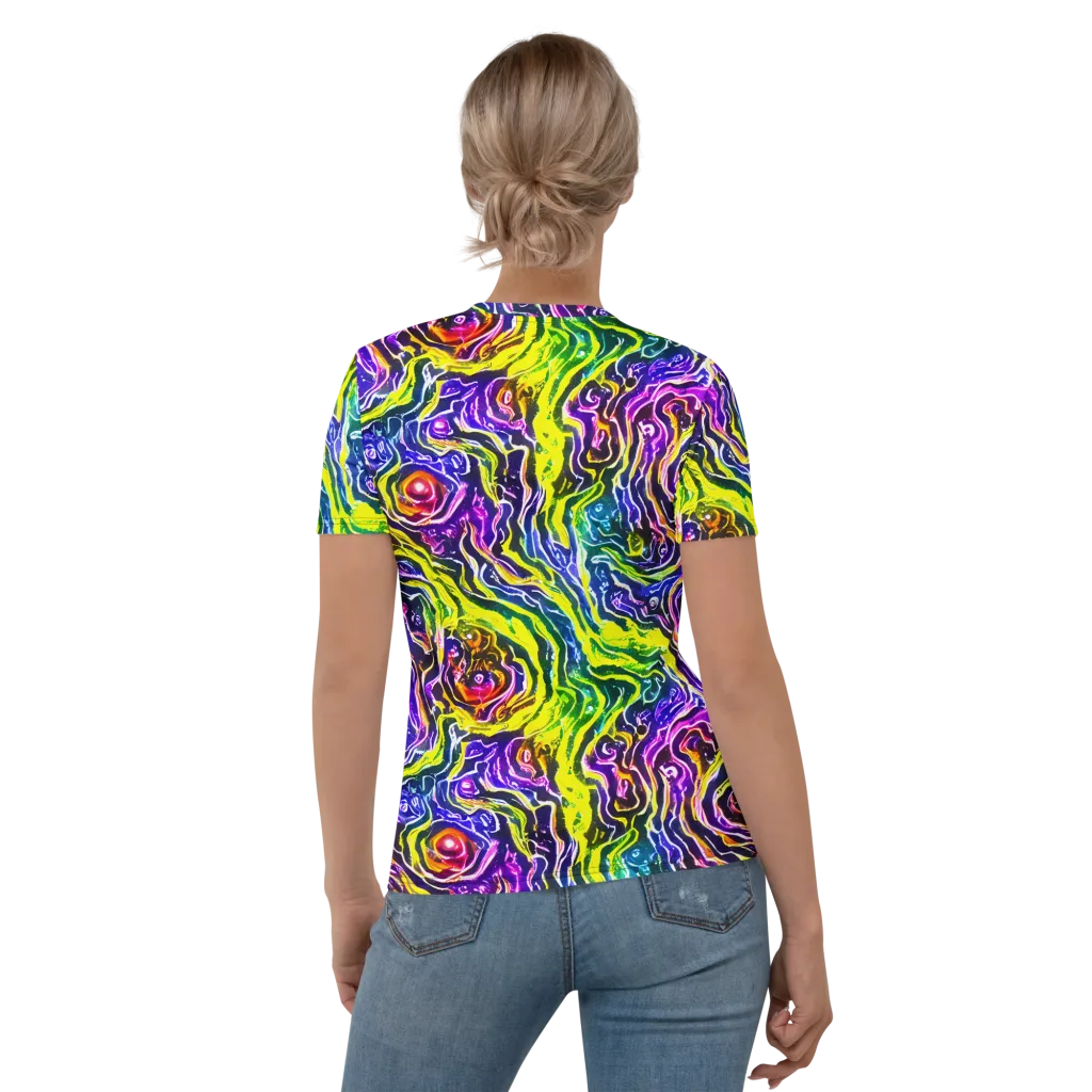 Cosmic Lava Lace on Women's Crew Neck T-Shirt — Back