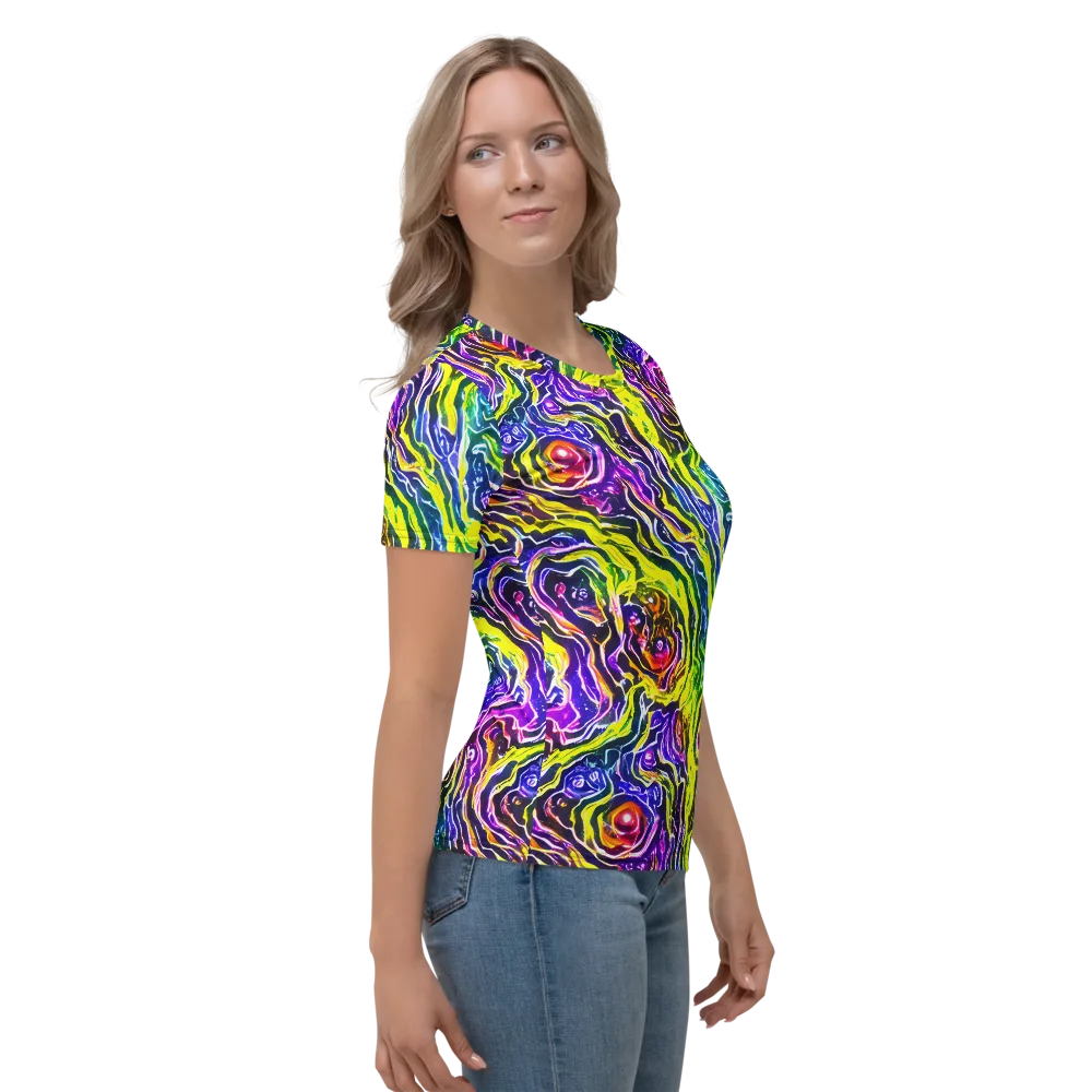 Cosmic Lava Lace on Women's Crew Neck T-Shirt — Right