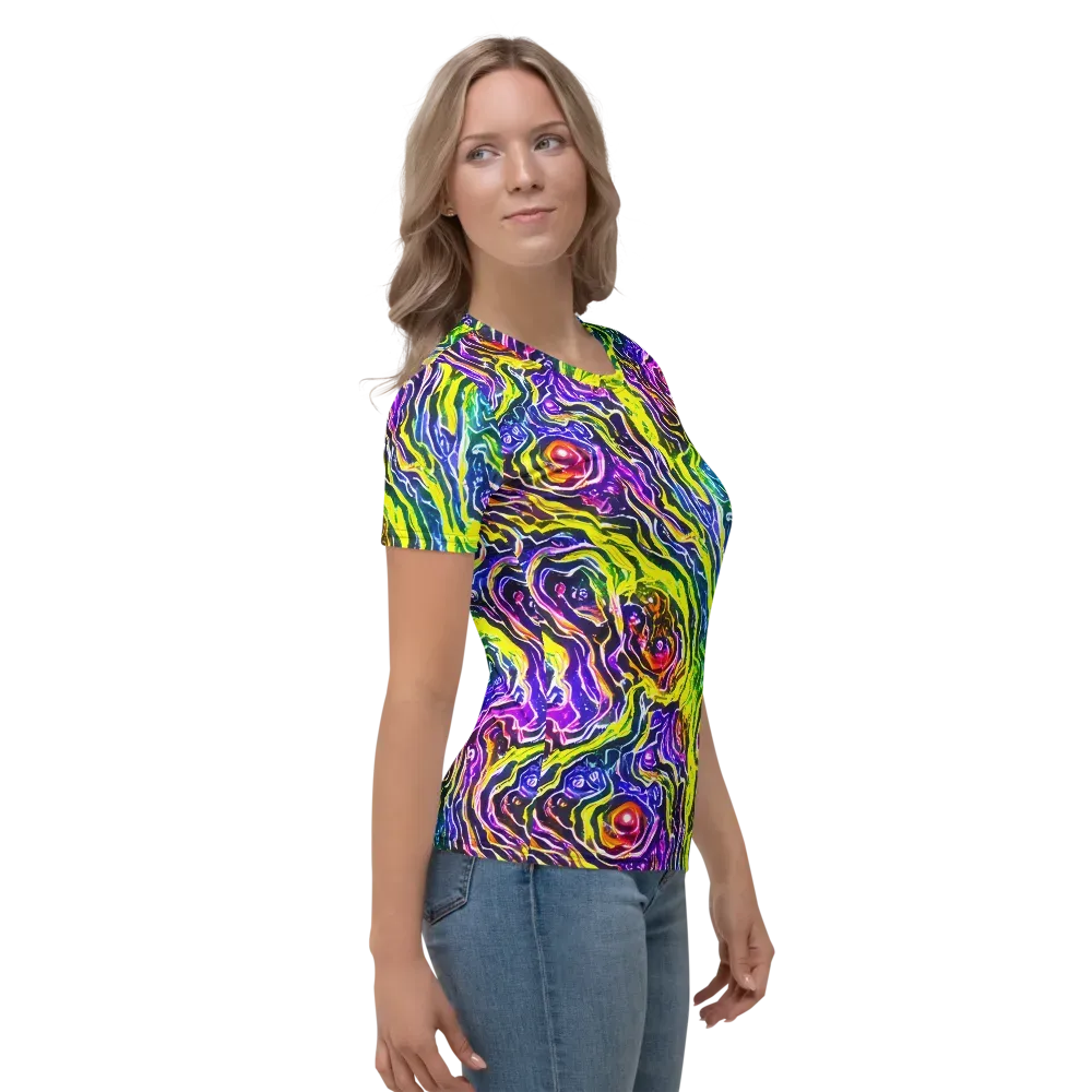 Cosmic Lava Lace on Women's Crew Neck T-Shirt — Right