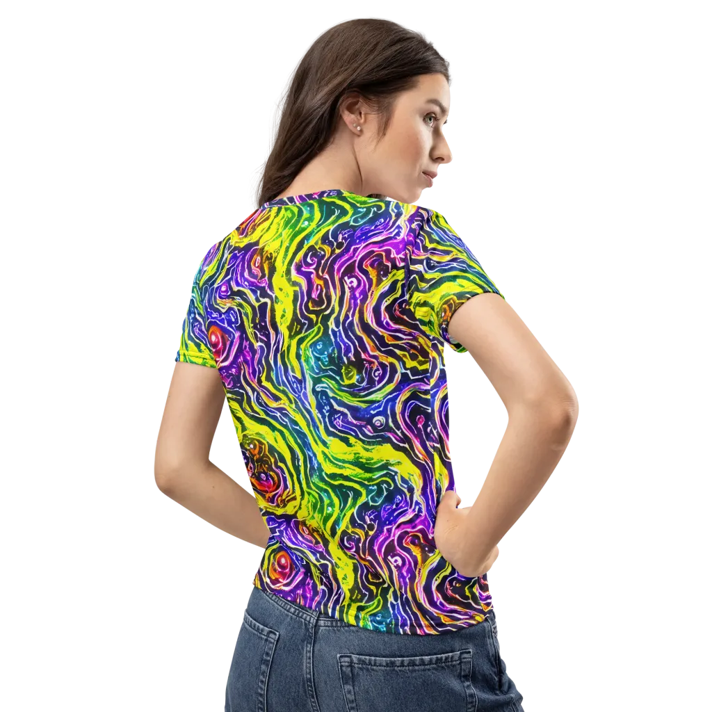 Cosmic Lava Lace on Women's Crew Neck T-Shirt — Back