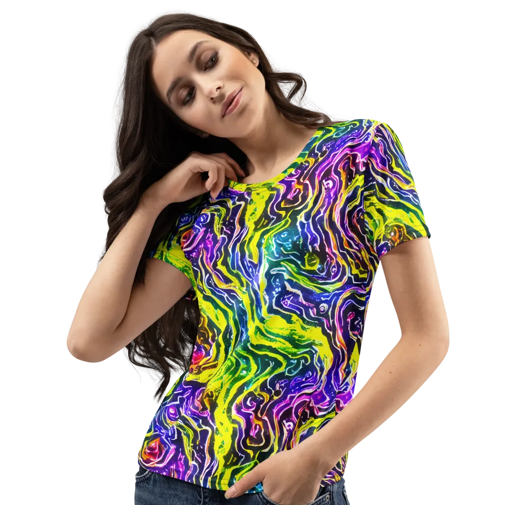 Cosmic Lava Lace on Women's Crew Neck T-Shirt — Left Front