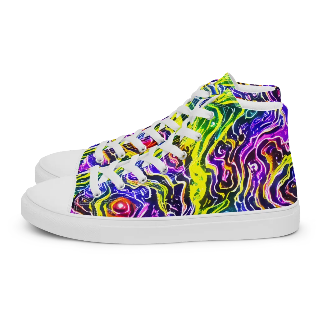 Cosmic Lava Lace on Women's High Top Canvas Shoes — Left