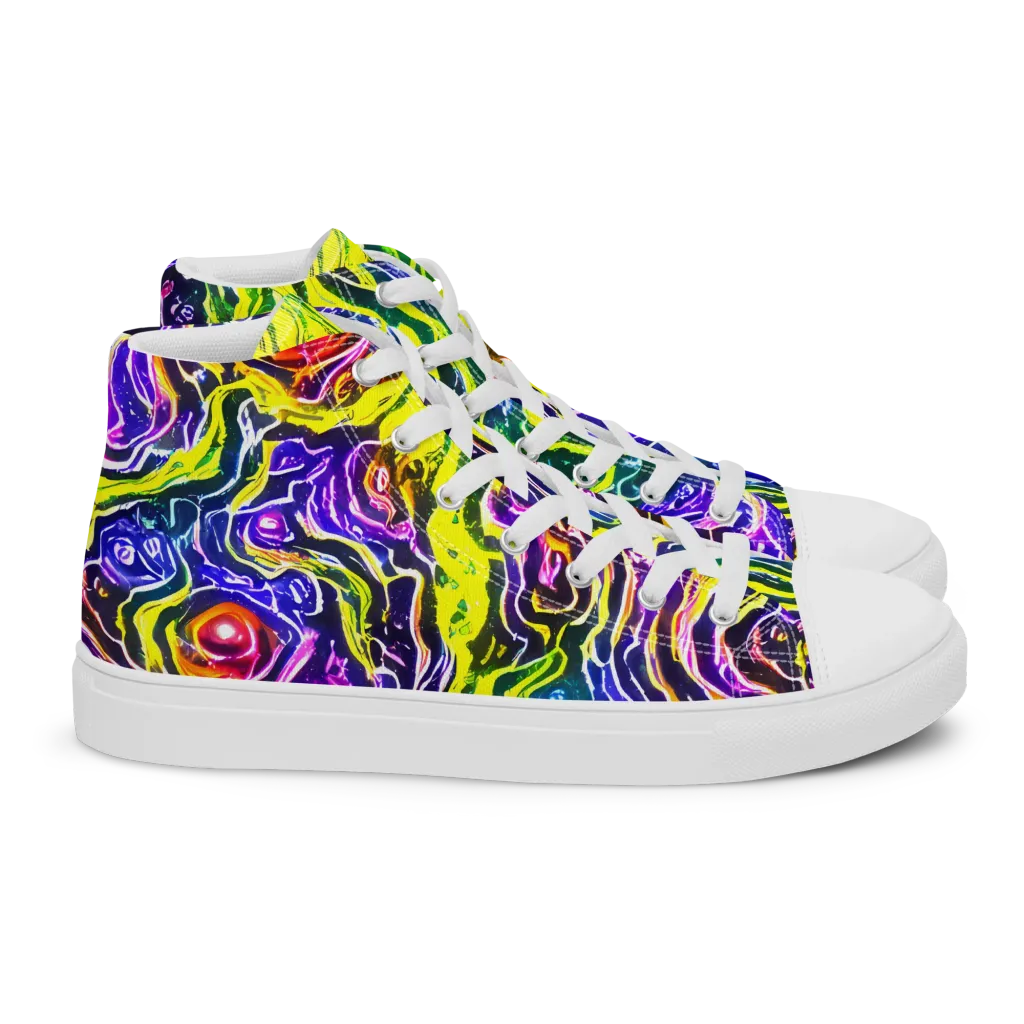 Cosmic Lava Lace on Women's High Top Canvas Shoes — Right