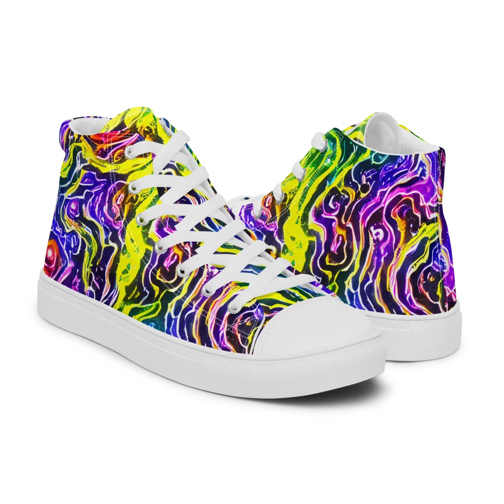 Cosmic Lava Lace on Women's High Top Canvas Shoes — Right
