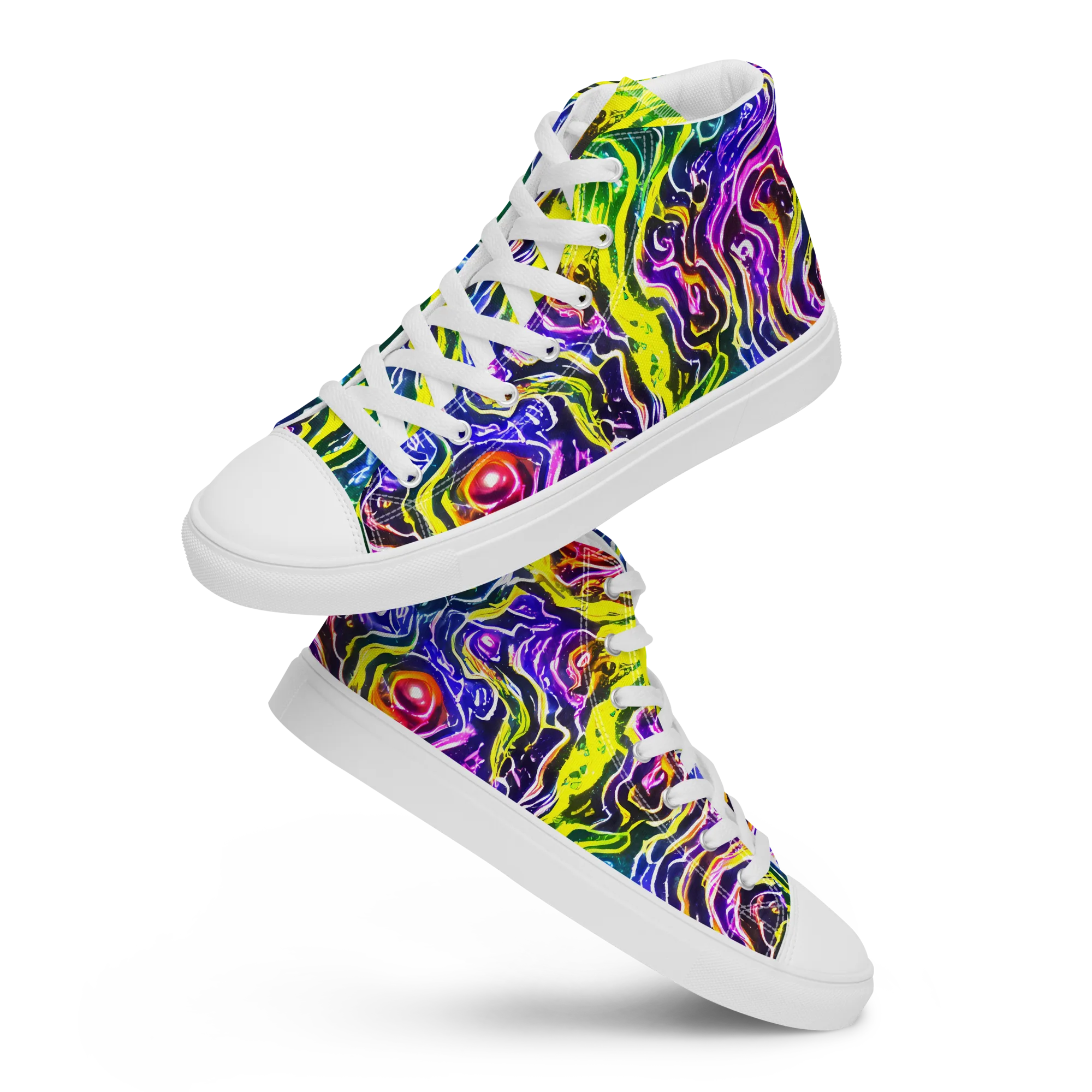 Cosmic Lava Lace on Women's High Top Canvas Shoes — Front
