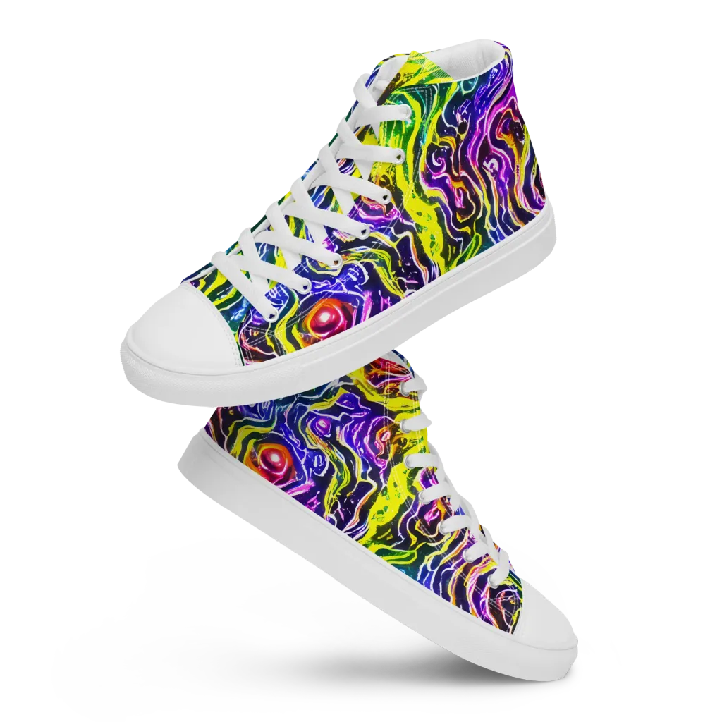 Cosmic Lava Lace on Women's High Top Canvas Shoes — Front