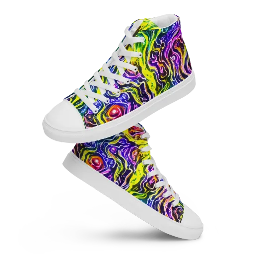 Cosmic Lava Lace on a Women's High Top Canvas Shoes