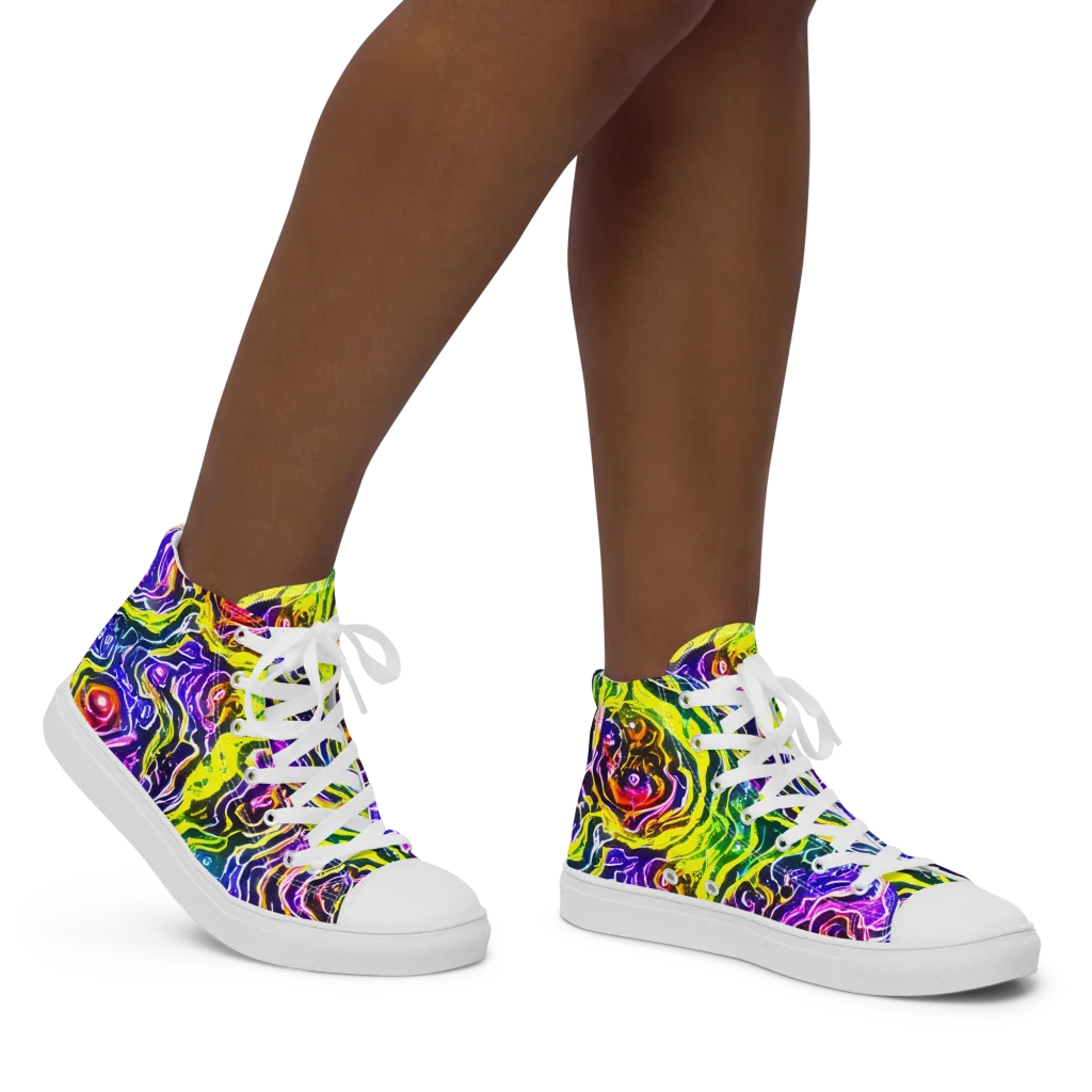 Cosmic Lava Lace on Women's High Top Canvas Shoes — Right