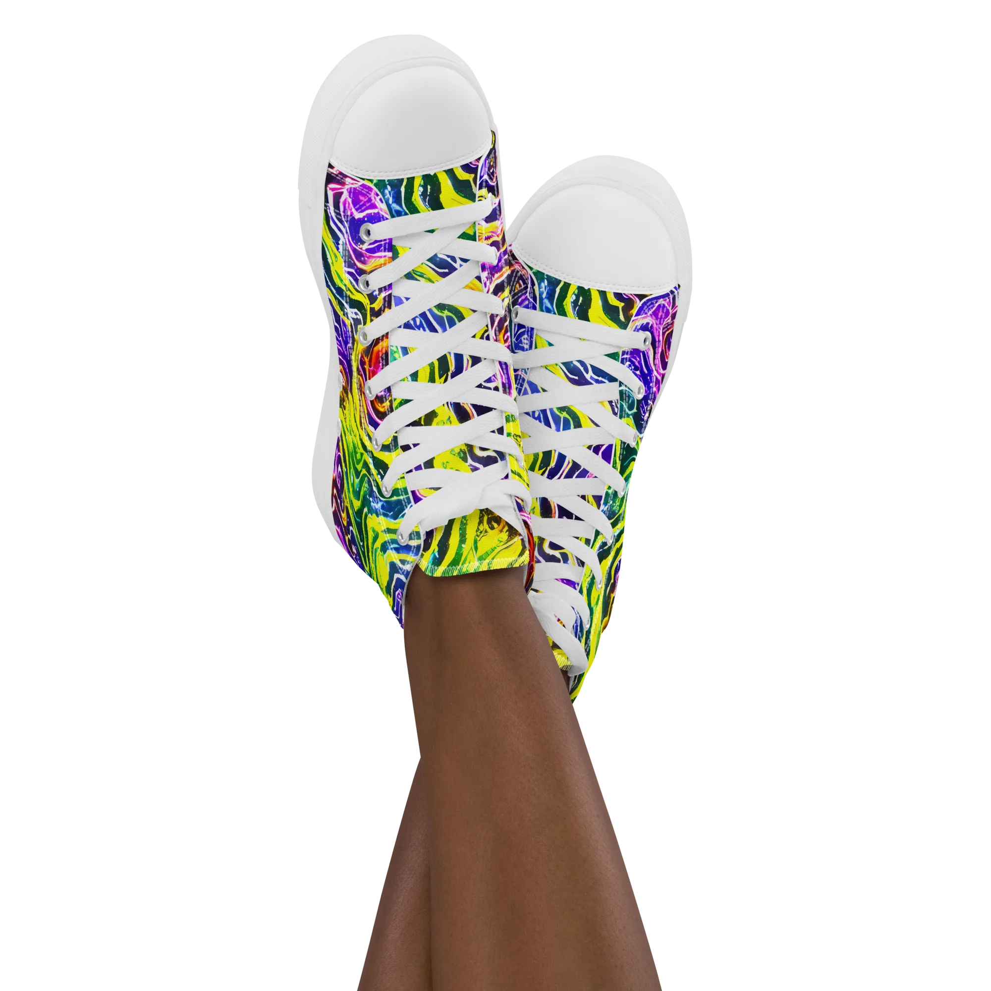 Cosmic Lava Lace on Women's High Top Canvas Shoes — Front