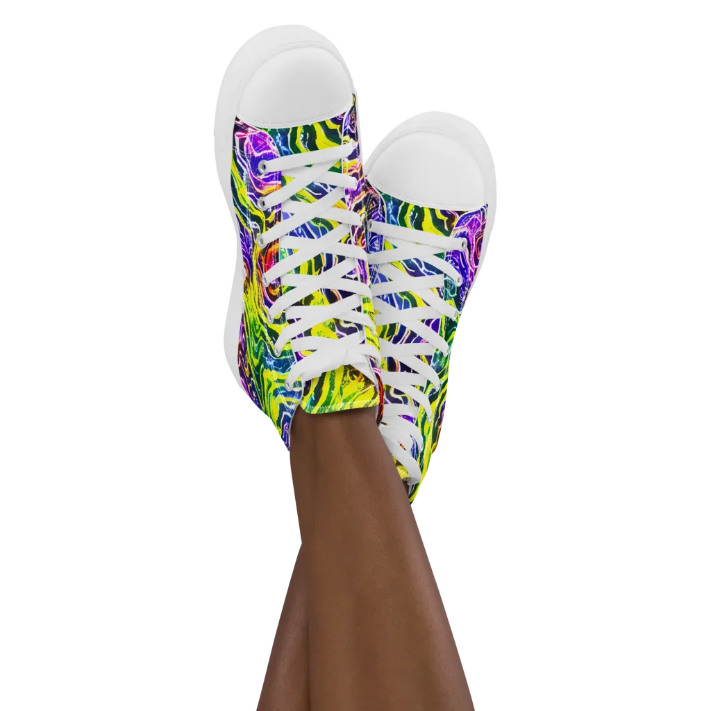 Cosmic Lava Lace on Women's High Top Canvas Shoes — Front
