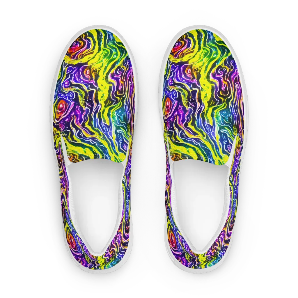 Cosmic Lava Lace on Men's Slip-On Canvas Shoes — Front