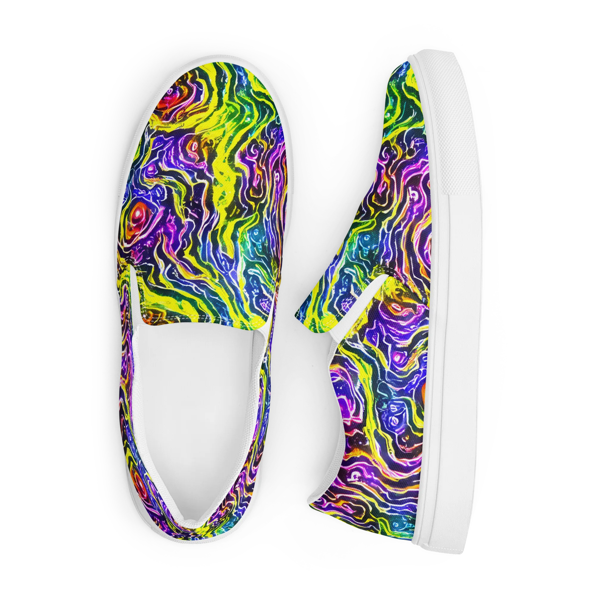 Cosmic Lava Lace on Men's Slip-On Canvas Shoes — Front