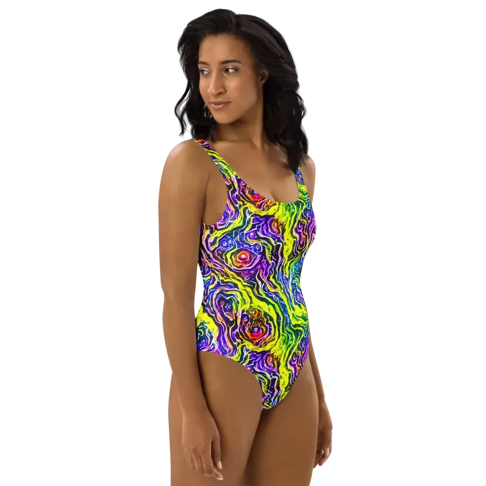Cosmic Lava Lace on One-Piece Swimsuit — Right