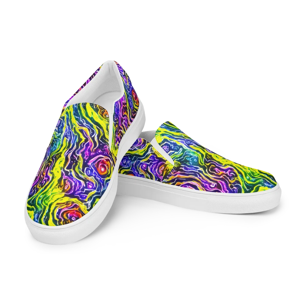 Cosmic Lava Lace on Women's Slip-On Canvas Shoes — Left Front