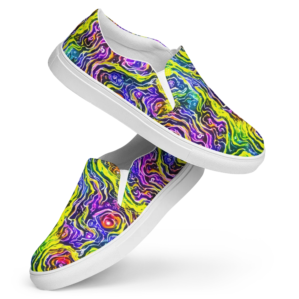 Cosmic Lava Lace on Women's Slip-On Canvas Shoes — Front