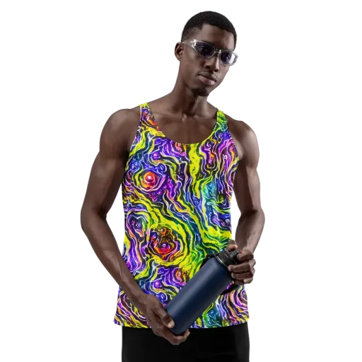 Cosmic Lava Lace on a Men's Tank Top