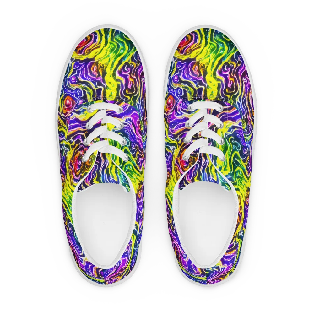 Cosmic Lava Lace on Men's Lace-Up Canvas Shoes — Front