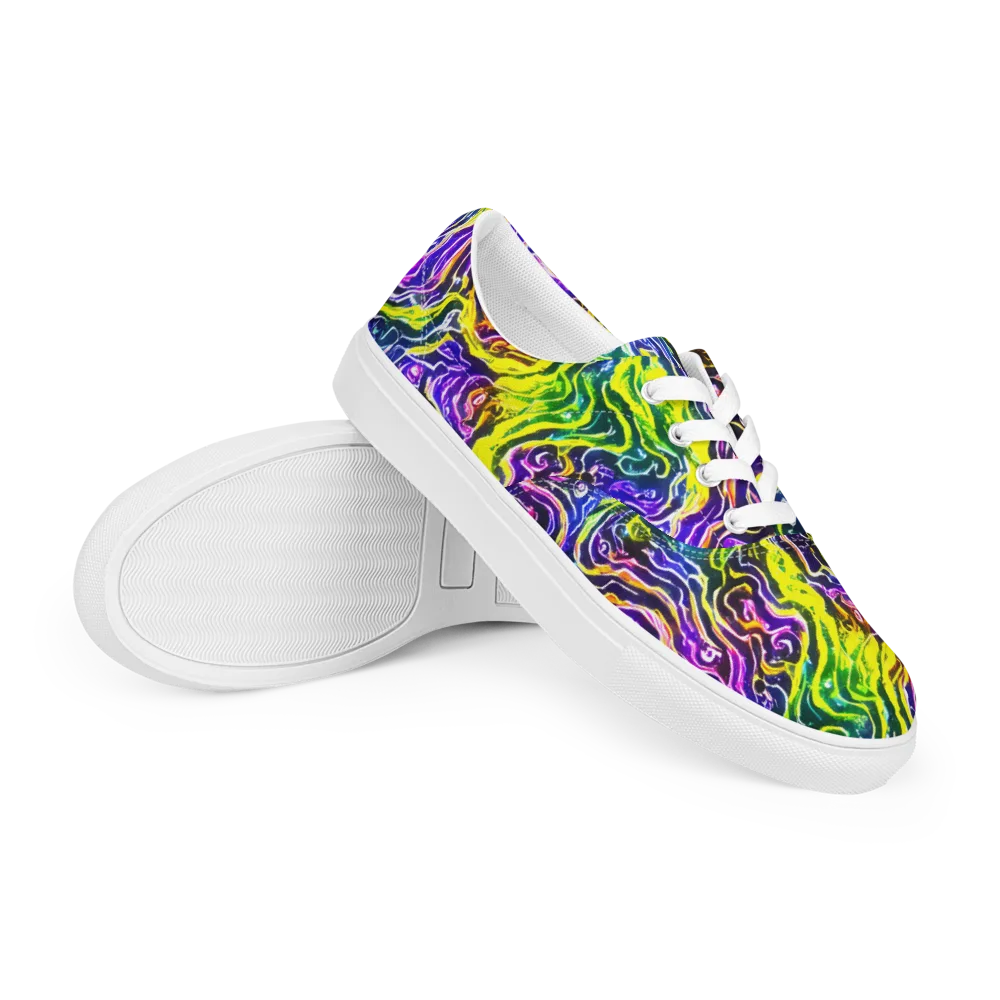 Cosmic Lava Lace on Men's Lace-Up Canvas Shoes — Right Front