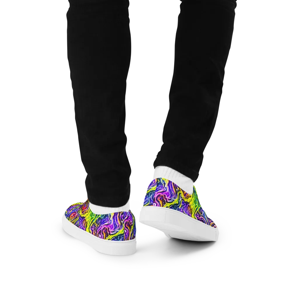 Cosmic Lava Lace on Men's Lace-Up Canvas Shoes — Back
