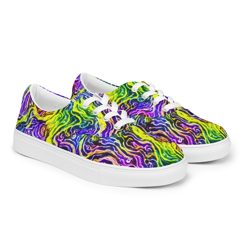 Cosmic Lava Lace on Men's Lace-Up Canvas Shoes — Right Front