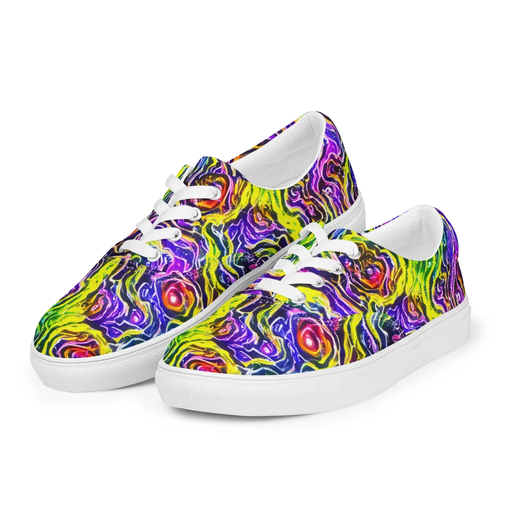 Cosmic Lava Lace on Men's Lace-Up Canvas Shoes — Left Front