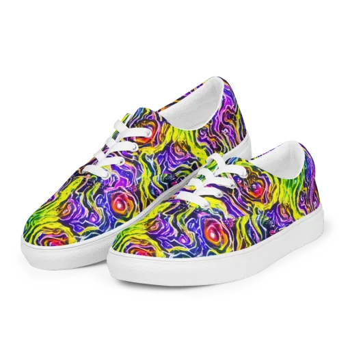 Cosmic Lava Lace on a Men's Lace-Up Canvas Shoes