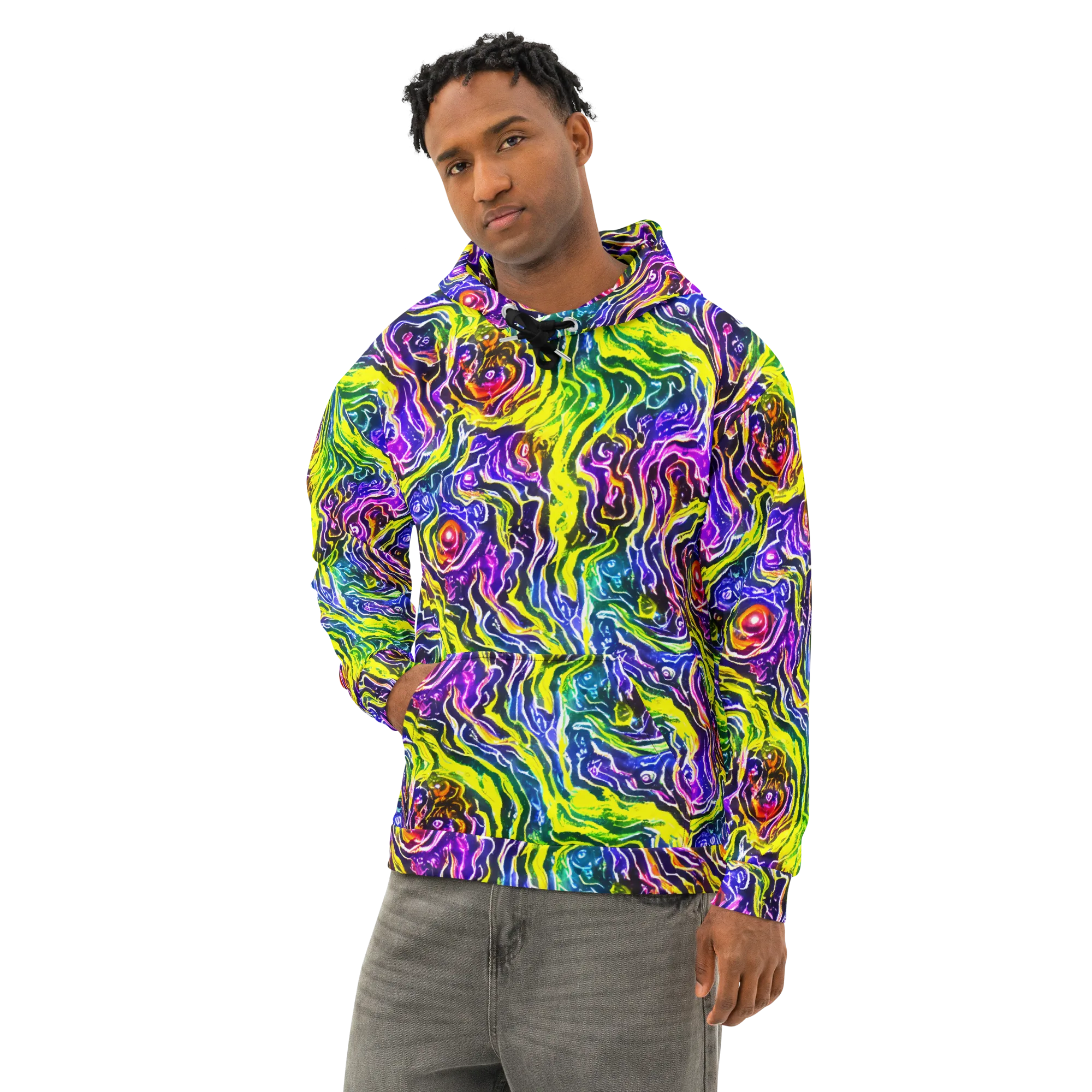 Cosmic Lava Lace on Cotton Hoodie — Left Front