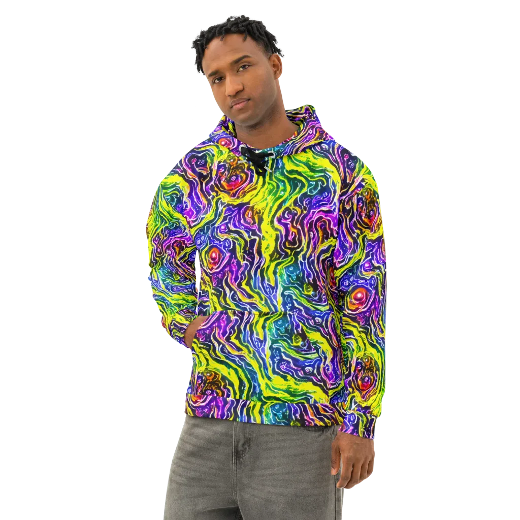 Cosmic Lava Lace on Cotton Hoodie — Left Front