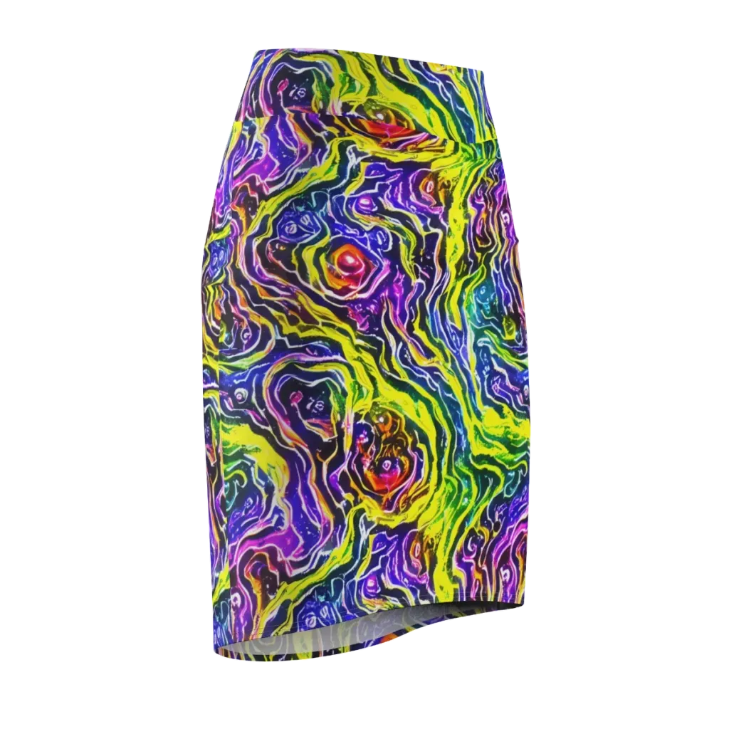 Cosmic Lava Lace on Pencil Skirt — Front Side