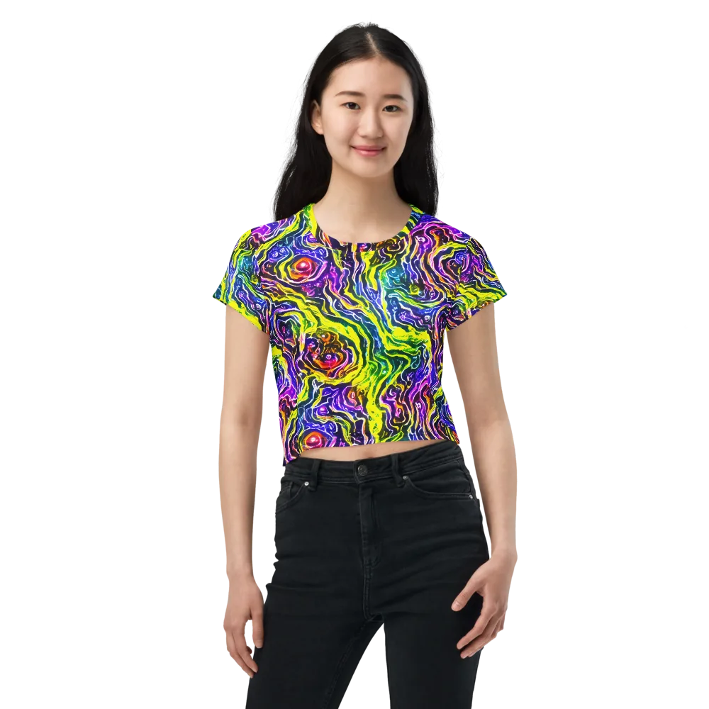 Cosmic Lava Lace on Crop Tee — Front