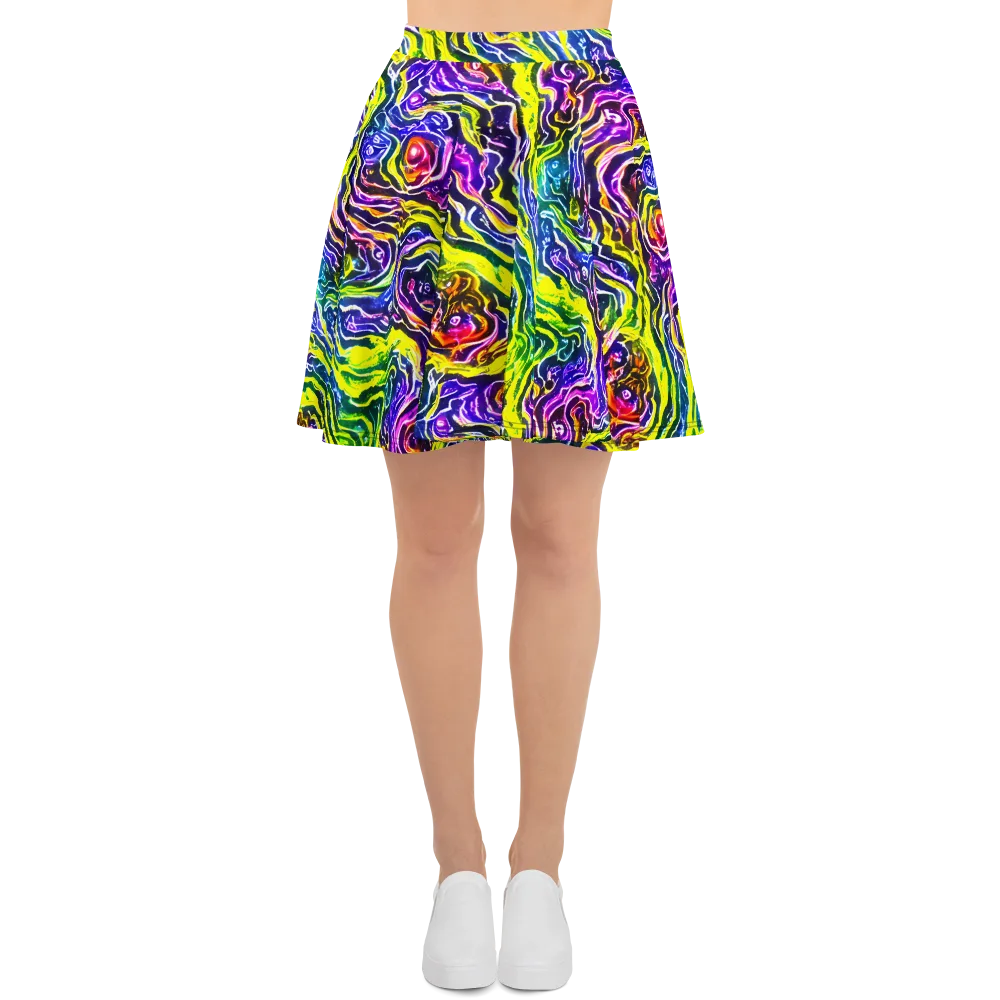Cosmic Lava Lace on Skater Skirt — Front