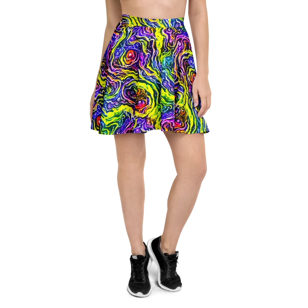 Cosmic Lava Lace on Skater Skirt — Front