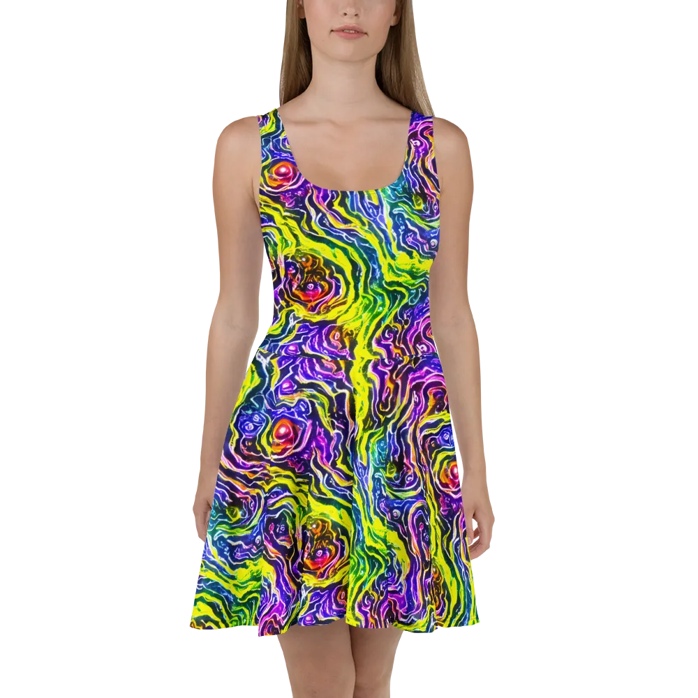 Cosmic Lava Lace on Skater Dress — Front