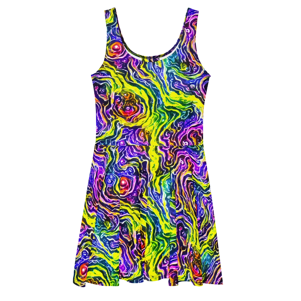 Cosmic Lava Lace on Skater Dress — Front