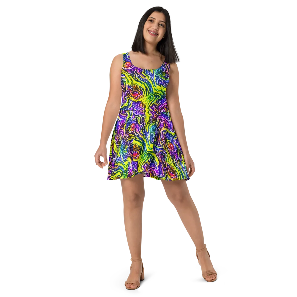 Cosmic Lava Lace on Skater Dress — Front