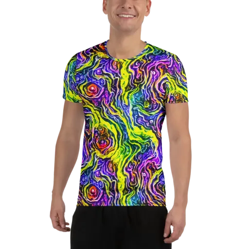 Cosmic Lava Lace on a Men's Athletic T-Shirt