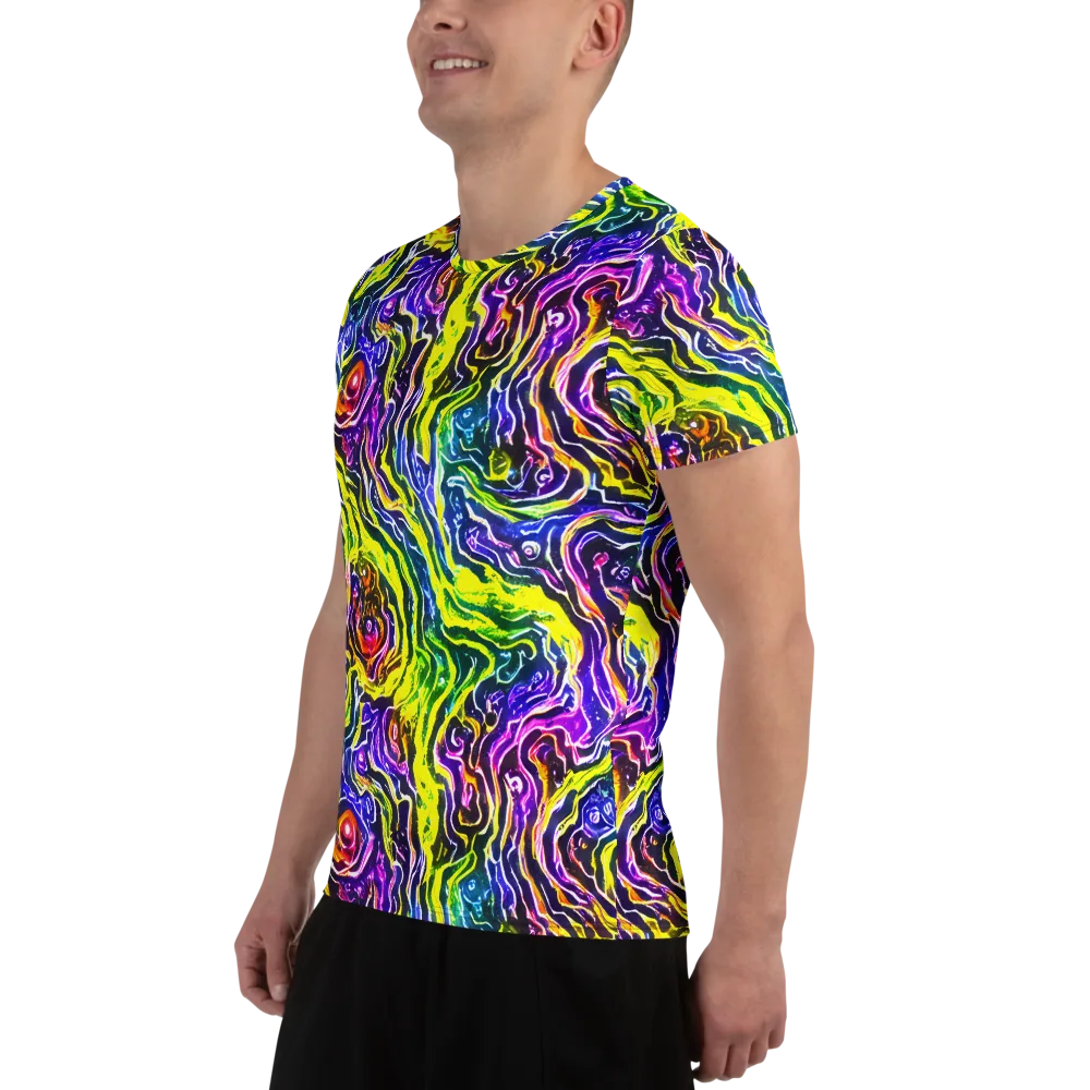 Cosmic Lava Lace on Men's Athletic T-Shirt — Left