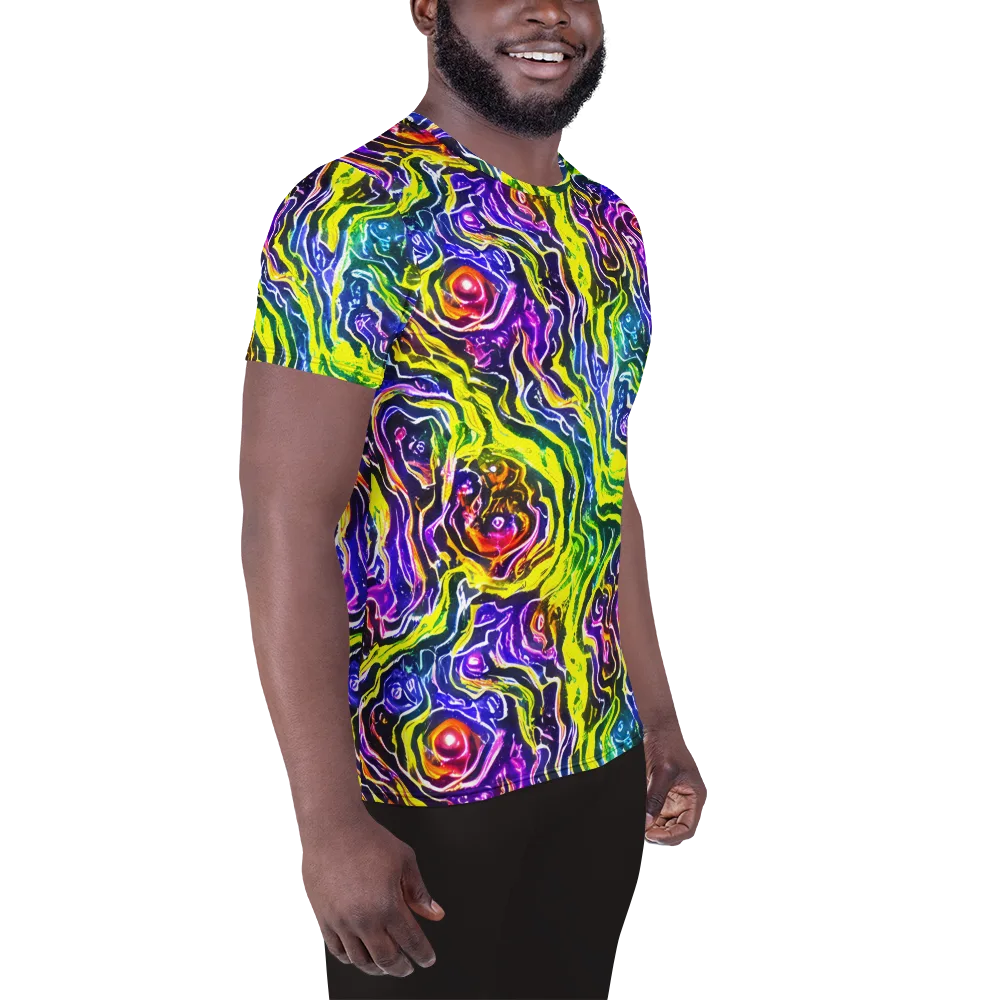 Cosmic Lava Lace on Men's Athletic T-Shirt — Right