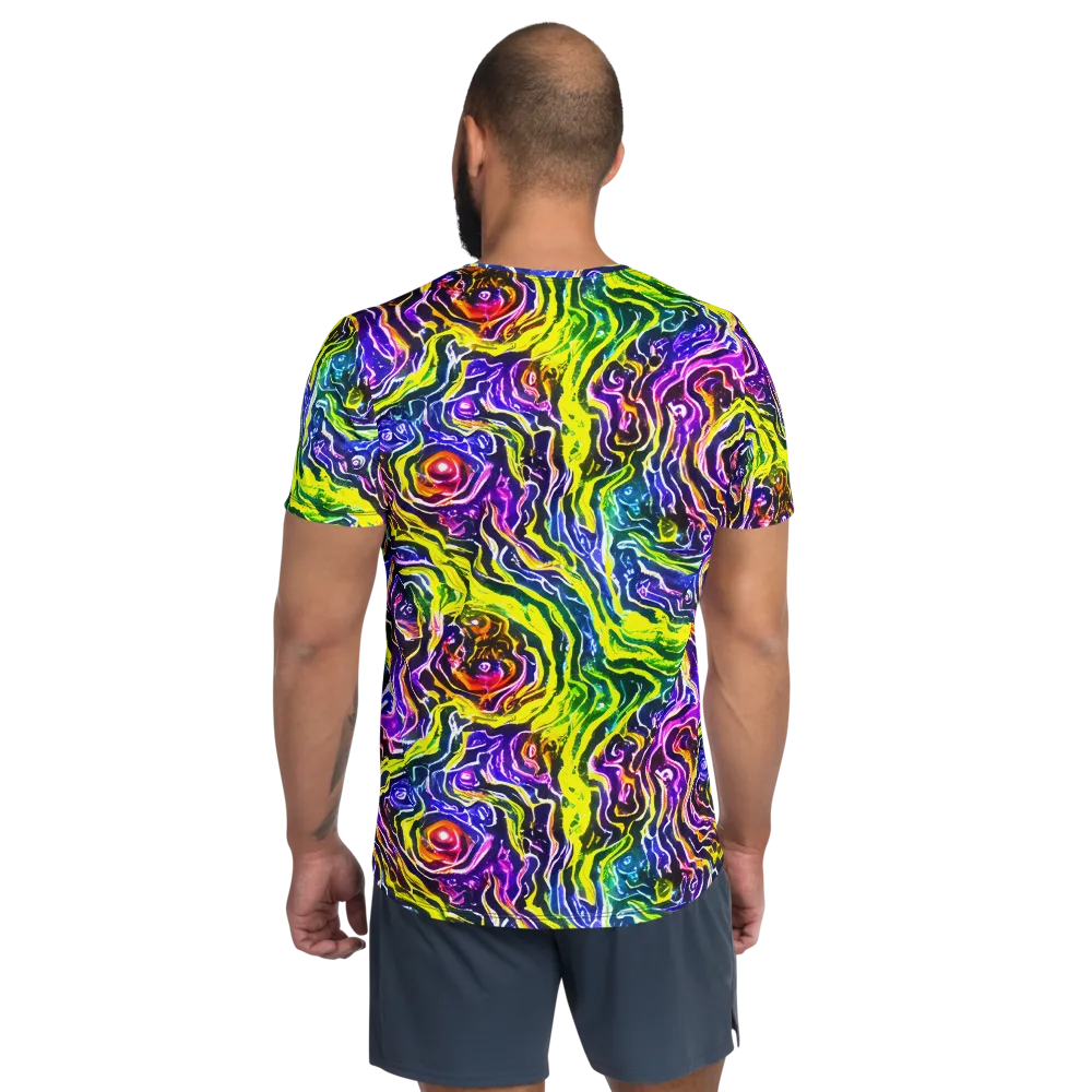 Cosmic Lava Lace on Men's Athletic T-Shirt — Back